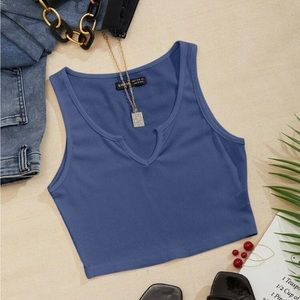 Shein Notch Neck Rib-Knit Tank Top